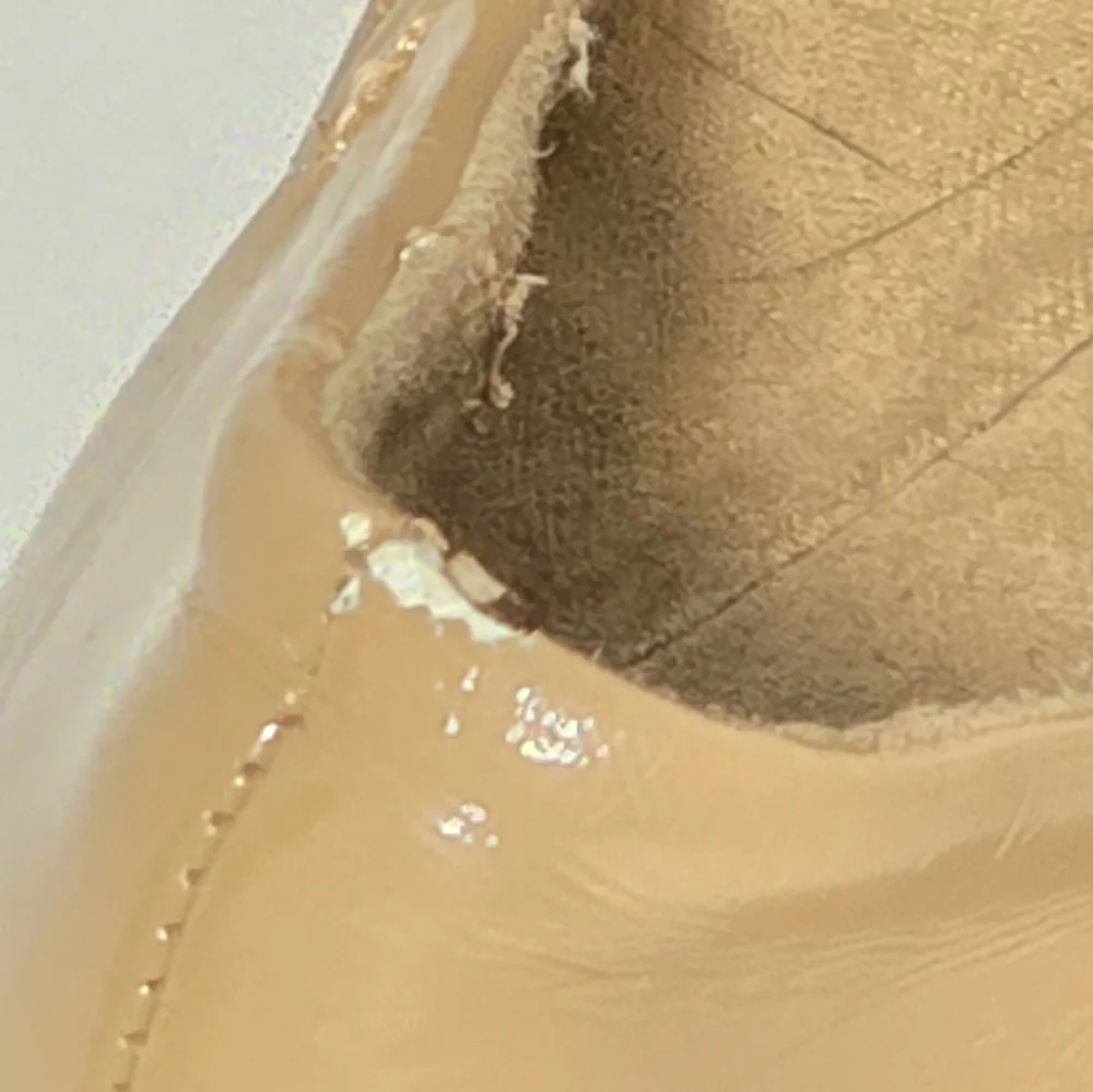 Zara Girls Size 31 Patent Tan Flat Bow Shoes